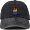 Funky Junque Dad Hat Unisex Baumwolle Low Profile Distressed Vintage Baseball Cap, Rainbow Peace Fingers - Schwarz, Einheitsgr��e