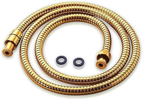 ARA CHOICE Stainless Steel Flexible Shower Hose Pipe Double Lock with EPDM Inner Tubes Bathroom Pressure Bath Tap Head Pipe Fittings Brass Hand Held 1/2 Connection Gold Plated (1.5m)