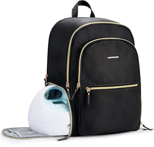 mommore Diaper Bag Backpack, Breast Pump Backpack Cooler Bag Mommy Bag for Outdoor Working, Black, L, Stylish Work-mom Diaper and Pump Backpack