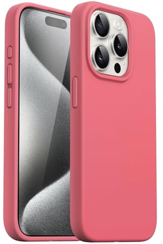 JETech Silicone Case for iPhone 15 Pro 6.1-Inch, Silky-Soft Touch Full-Body Protective Phone Case, Shockproof Cover (Guava)