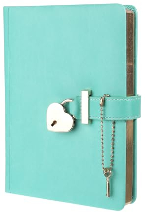 PATIKIL B6 Diary with Lock and Key, Journal with Lock Cute Journaling Leather Notebook Journal 144 Pages Diary Heart Lock and Key for Women Gifts, Green