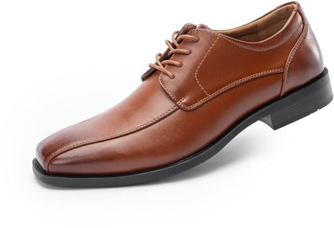 Cusolemore Herren Anzugschuhe Klassische Schnürhalbschuhe Oxfords, Quadratische Zehe, Stofffutter, Fersenpolster Design Brown 44.5