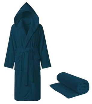 BIANCHERIAWEB Accappatoio Con Cappuccio Tinta Unita, 100% Cotone, Asciugatura Rapida, Uomo Donna Unisex, In Spugna con Tasche e Cintura, Morbido Assorbente Resistente e Lavabile in Lavatrice