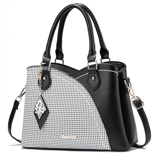 SiMYEER Geldbörsen und Handtaschen mit Tragegriff oben, Schultertasche, Kuriertasche für Damen, 4 gz, Schwarz