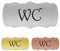 banjado® WC Schild selbstklebend/Graviertes Türschild WC Design WC 3 / Toilettenschild 24x12cm / WC Aufkleber in Gold Optik/Badezimmer Schild