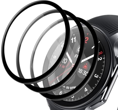 Zerrshoo 3 Piezas Protector de Pantalla para OnePlus Watch 2, Cubierta completa curvada en 3D, [No es de Cristal Templado] Anti-Arañazos HD Transparente Película Protectora