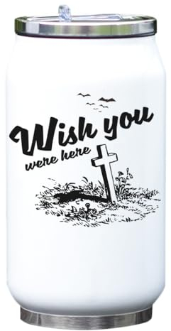 Wish You were Here - Botella térmica para bebidas al vacío, diseño de murciélagos cruzados, color blanco
