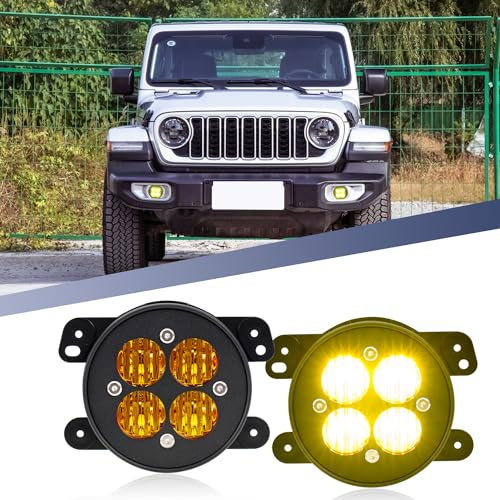 njssjd Front-LED-Nebelscheinwerfer für 2011-2016 F.iat Freemont, J.eep Grand Cherokee, Cherokee KL, Wrangler JK JL, D.odge Charger Selektiver gelber Nebelscheinwerfer mit Flutlicht