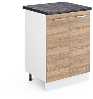 Vicco Küchenunterschrank R-Line, Küchenkommode, Sonoma/Weiß, 60 cm, AP Anthrazit