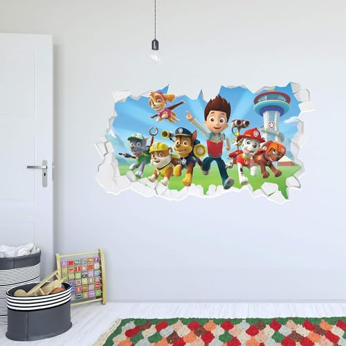 Wandaufkleber „Paw Patrol Group – kaputte Wand mit Ryder“. (120cm Breite x 60cm Höhe)