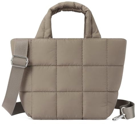 GSenhui Gesteppte Puffer Crossbody Handtasche - Kleine Damen Puffy Tote Bag mit gepolstertem Gitter, braun, Small