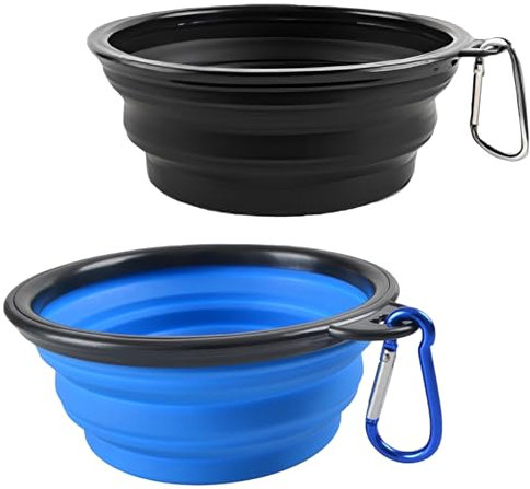 2pcs Collapsible Dog Bowl, Collapsible Bowl, Collapsible Dog Water Bowl, Dog Travel Water Bowl, Portable Foldable Expandable Travel Bowl, Food Water Feeding Cup Dish For Dogs Cats With 2 Carabiners 