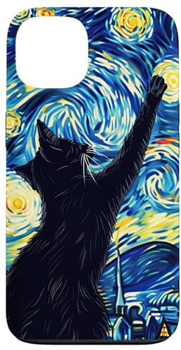 iPhone 13 Van Gogh Style Starry Night Cute Cat Art Case