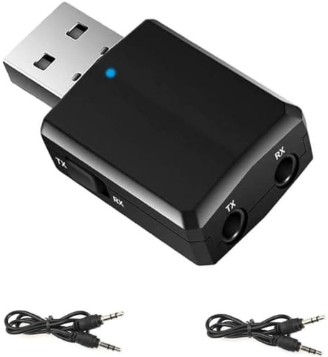 Bluetooth USB Dongle Adapter for PC, BT 5.0 3 in 1 USB Bluetooth Transmitter Receiver Adapter with 3.5mm AUX, Wireless Transfer for TV Headset Speaker Keyboard Mouse Printer Car Speakers (Bt-Rcv 5.0)
