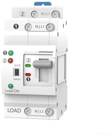 ATS Interruttore di trasferimento elettrico automatico a doppia potenza, 2P 63A 220V per generatore, guida DIN G2R per uso domestico, per sistemi generatori con capacità nominale di 63A