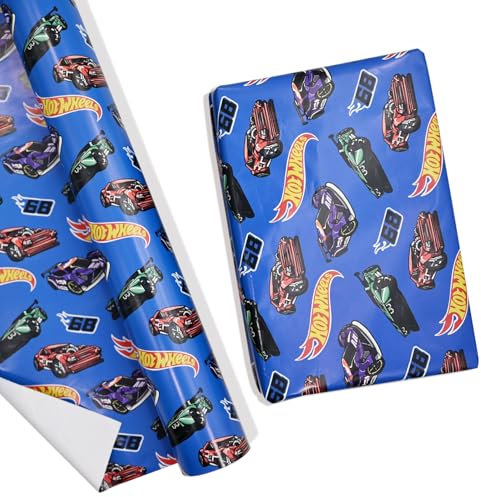 5PCS Car Wrapping Papers Rolls, 43x100cm Birthday Present Paper Gaming Racing Car Wrapping Paper for Kid Christmas Halloween