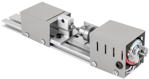 WOLEGM Metalldrehmaschine, Mini Drechselbank Tischdrehbank Einstellbaren Länge bis zu 9000rpm mit 6-Schnitzklingen für Verarbeitung Rosenholz, Linde, Mahagoni