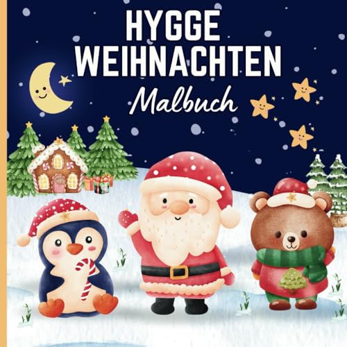 Hygge Weihnachten Malbuch: 45 Süße und Einfache Weihnachtsmotive Für Erwachsene, Jugendliche und Kinder