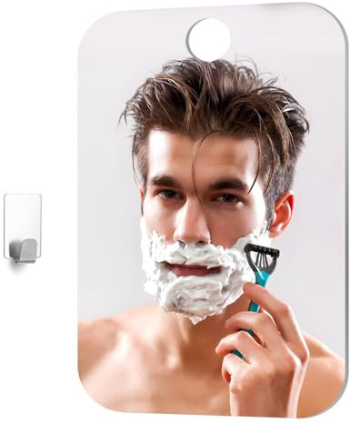 Tyqour Rasierspiegel Duschspiegel Reise Fogless-Duschspiegel 13x17cm, Schminkspiegel für Die Dusche, Rahmenloser Dusch Spiegel Unbreakable Fogless Shower Mirror, Inkl. 1 Klebehaken