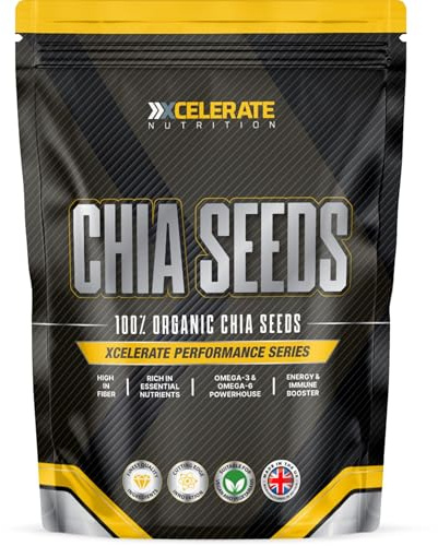 Organic Chia Seeds, Premium Raw Black Chia Seed Non-GMO, Vegan, Keto, Paleo | Source of Protein and Fibre Chia Seeds High in Omega-3 by XCelerate Nutrition (2Kg)