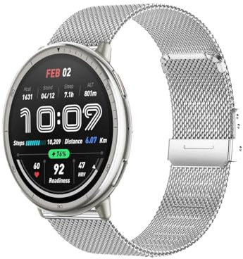 KoGiio 20mm Armband für Amazfit Active 2/Amazfit Active/Amazfit GTR Mini/Amazfit GTS 4 / Amazfit GTS 4 Mini/Amazfit Bip 3 / Amazfit Bip 3 Pro, Metall Uhrenarmband