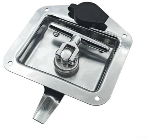 2 serrature a T con maniglia in acciaio inox, montaggio a incasso, serratura con 2 chiavi, per armadi industriali, camper, rimorchi (argento)