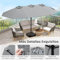 COSTWAY Sombrilla Terraza Exterior Grande, Parasol Doble con Base y 12 Varillas Metálicas, 2 Bolsas para Arena, Superior Ventilada, Manivela, Sombrilla para Patio(Gris, 443 x 265 cm (con Base))