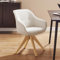 Zouron Silla de Comedor con Patas de Madera（Terciopelo granulado）, Silla giratoria de Oficina (360°), Silla de Cocina, Silla de salón con reposabrazos para el hogar y la Oficina, Beige