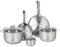 ELO 9877250 Batterie de cuisine 5 pièces, Ensemble de 2 Poêles de cuisson 24 et 28 cm et 3 faitouts 12, 20 et 24 cm Elo Profi Brillant, inox, induction