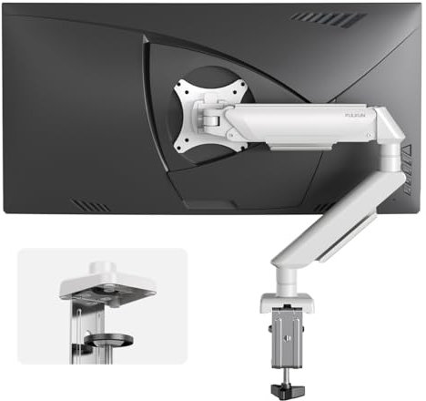 FULKUN Single Monitor Moun for 13 to 32 Inch Screens up to 22 lbs,Aluminum Ultrawide Screen Arm for Samsung Odyssey G9 and More, Fully Adjustable Monitor Stand for Desk, VESA 100x100mm (White)