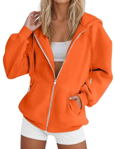 CGGMVCG Damen Kapuzenpullover mit Reißverschluss Übergroße Kapuzen Sweatshirts Übergröße Herbst Winter Lässige Modejacke mit Taschen