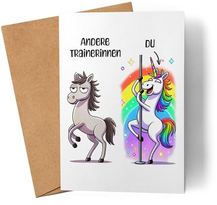 Lilavie-Design Andere Trainerinnen Du Karte Grußkarte Einhorn Geschenk Trainerin Sport Fitness Trainer Abschied lustig Danke Workout Fun
