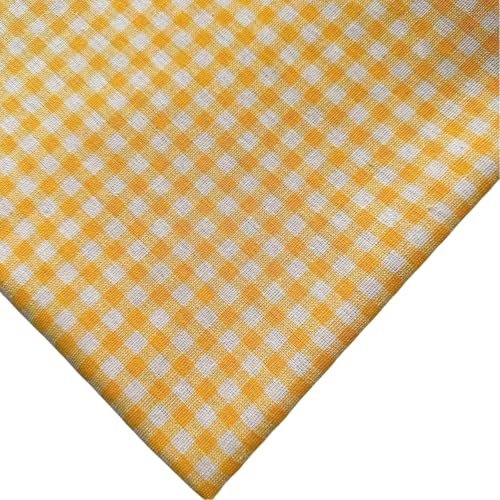 Vayliro 4m x 150cm Karierter Stoff Baumwolle Leinen Mischgewebe Meterware Karo Stoffe Nähstoff Dekostoff zum Nähen für DIY Handwerk Vorhänge Tischdecken Sofabezüge Kissenbezüge Kleidung,Gelb