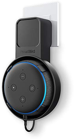 GGMM Wandhalterung für D0T 3 ＆ Homepod Mini Halterung Ständer mit Integriertem Kabelmanagement, Ideal für Küche, Bad & Schlafzimmer, Keine Schrauben (Glänzendes Schwarz)