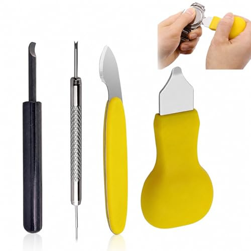 FLAVNTEL 4 Pezzi Kit Sostituzione Batteria Orologio Utensili Apertura Cassa Orologio Strumenti Riparazione in Acciaio per Manutenzione Domestica e Professionale