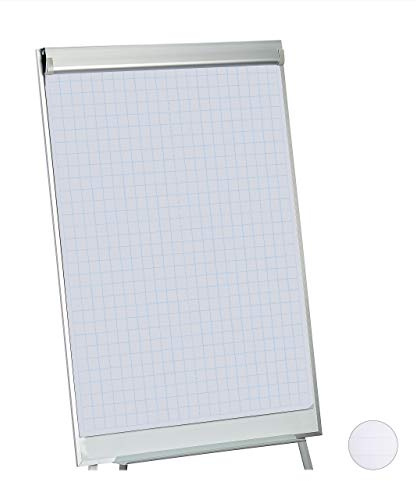 Relaxdays Flipchart Papier, Moderationspapier Rolle, Block à 50 Blatt, 60 g/m², 6-fache Lochung, 57,5 x 81 cm, weiß
