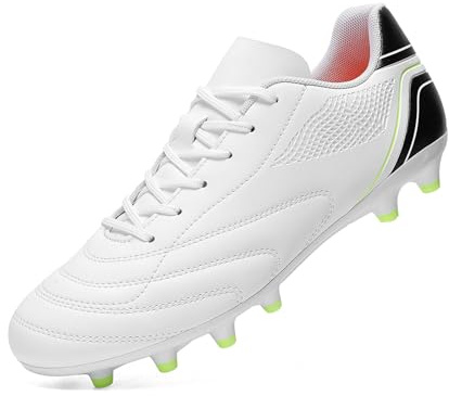 HaloTeam Football Boots Men's Outdoor Spike Cleats Soccer Shoes Professional Athletics Trainers Sneakers Teenager Football Shoes,White,9 UK