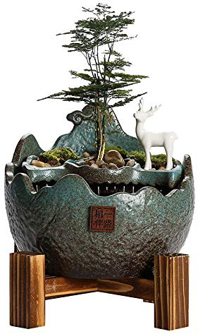 Tischbrunnen mit Wasserfall Tischbrunnen Keramik Wasserbrunnen Home Wohnzimmer Dekoration Büro Schreibtisch Feng Shui Ornamente