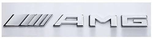 BAOYBS Auto-Emblem-Abzeichen für AMG, Metall Auto Logo Aufkleber Auto Styling Tuning Sticker Tail Label Side Sign Zubehör Karosserie Emblem,Silver