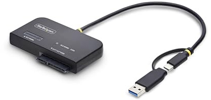 StarTech USB-C/A to M.2 NVMe and 2.5/3.5in SATA Adapter (USB31CSAT3M2E) | Tool-free external SSD hard drive reader, B+M/M-key, PCIe Gen4 NVMe, SATA III 6Gbps, Power adapter, M.2 SATA not supported
