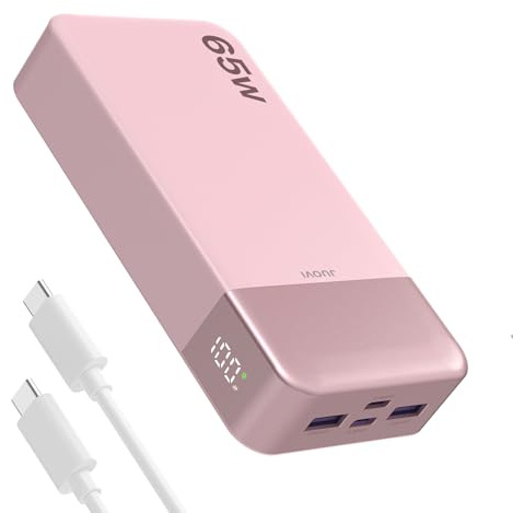 JUOVI Batterie Externe 65W pour Ordinateur Portable Power Bank 20000mAh | Charge Rapide avec 4 Ports Écran LED Batterie Portable pour MacBook Air iPad Tablette iPhone Samsung Steam Deck