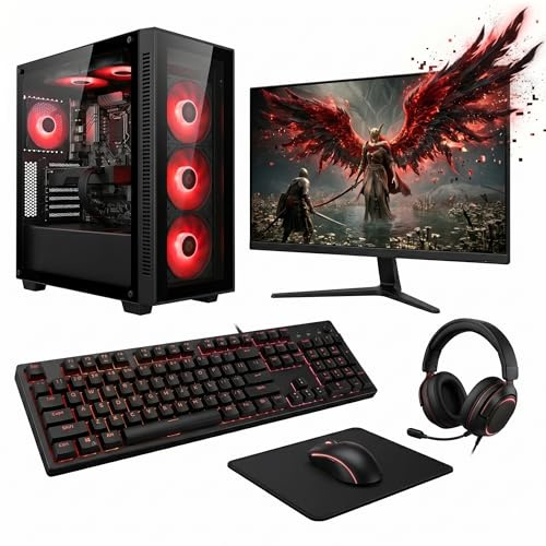 AMD Ryzen 5 5500 RGB Gaming Computer Bundle | NVIDIA RTX 3050, 16GB RAM, 256GB SSD + 1TB HDD | Full PC Setup with Wi-Fi, Windows 11 & Monitor