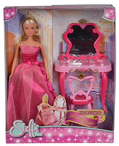 Simba 105733197 - Steffi Love Princess mit Beauty Table, Spielpuppe als Prinzessin mit königlichem Schminktisch, Stuhl und Stylingzubehör, 29cm, ab 3 Jahre