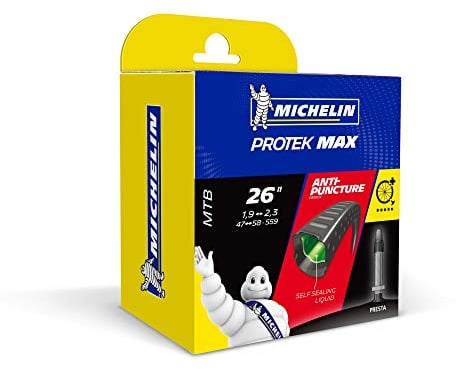 Michelin Protek Max Cámara de aire para bicicleta, válvula presta 40 mm, 26 1.9-2.30 (47/58 559), negro