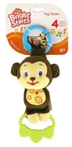 Bright Starts Tug Tunes Take-Along Toy, Elephant or Monkey, Assortment (1 piece)