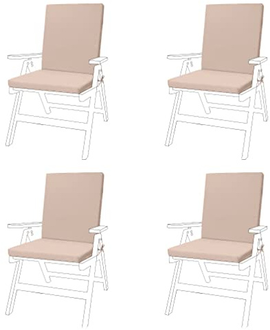 Gardenista Low Back Chair Seat Pads | Outdoor Water Resistant Garden Chair Cushions With Backs | Soft and Thick Seat Cushion with Secure Ties | Durable Patio Furniture Pad (4 Piece, Stone)