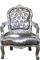 Casa Padrino Barock Kinder Stuhl Silber Lederoptik/Silber - Armlehnstuhl