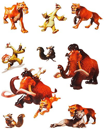 alles-meine.de GmbH Set: 3-D ! Sticker/Aufkleber - Ice Age - wasserfest beschichtet - selbstklebend Pop-Up - z.B. für Bad/Badezimmer/Scrat Manni Sid Diego - aus Folie -..
