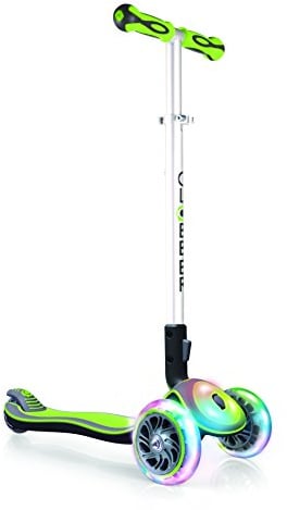 GLOBBER Elite Flash Lights Roller – Tretroller Kinder ab 3 Jahre - Scooter 120/80 mm - ABEC 5, 3-rädrig – höhenverstellbar - LED-Rollen und Leuchtdeck – Lime grün