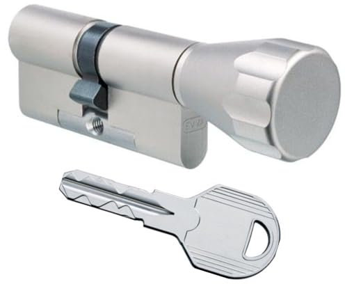 EVVA ICS Hochsicherheits-Knaufzylinder mit 5 Schlüssel, Länge (a/b) 66/K41mm (c=107mm) K=Knaufseite, mit speziellem Bohr-u. Ziehschutz KZS, modulare Bauweise SYMO